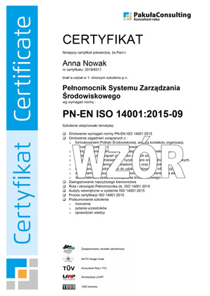 Szkolenie Pelnomocnik ISO 14001