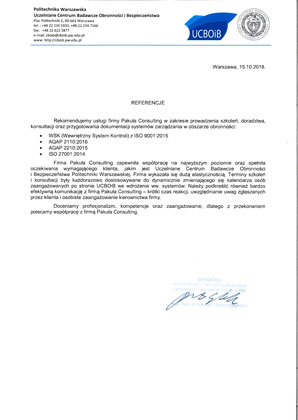 Politechnika Warszawska Referencje ISO 27001