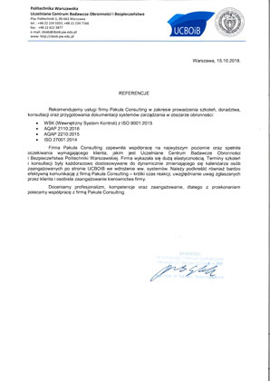 Politechnika Warszawska Certyfikat WSK Wewnętrzny System Kontroli
