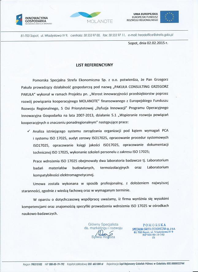 Pomorska Strefa Certyfikat ISO 17025 Wdrazanie Gdansk