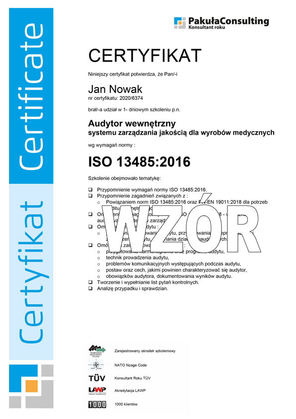 Audytor wewnętrzny ISO 13485