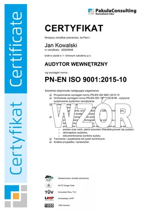 Szkolenie ISO 9001 Audytor Wewnętrzny