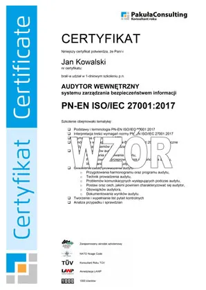 Referencje ISO 27001 Audytor
