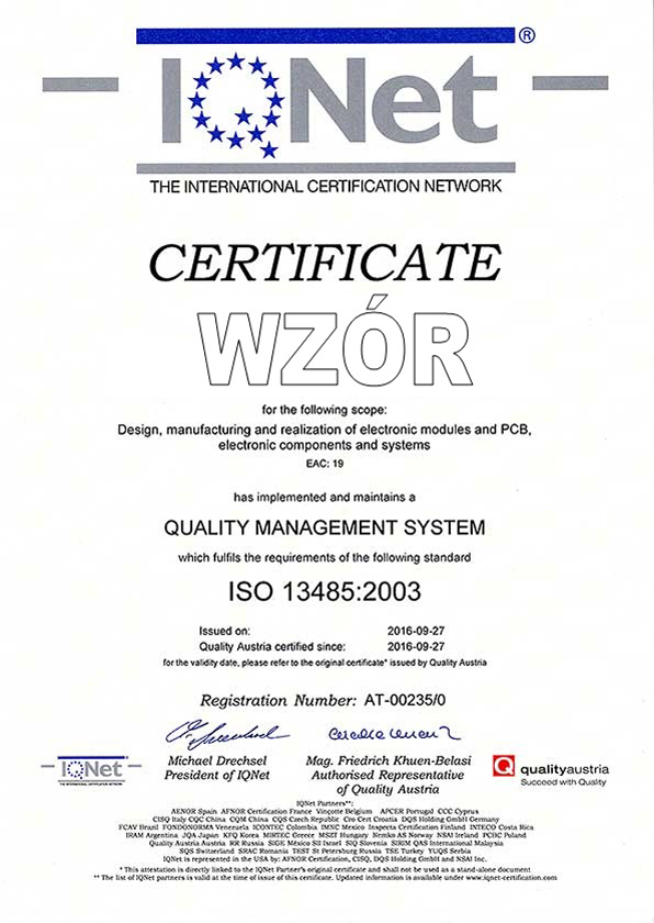 Certyfikat ISO 13485 2016