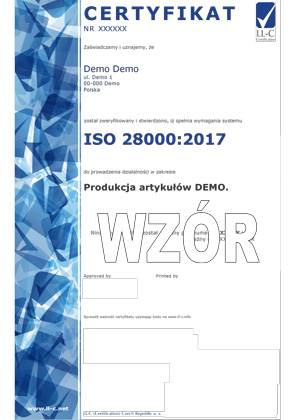 Certyfikat ISO 28000 Akredytowany