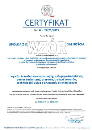 Certyfikat PCBC WSK
