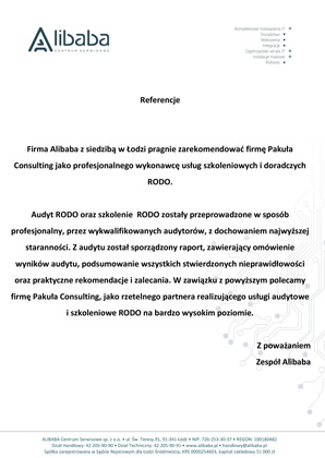 Referencje RODO Alibaba