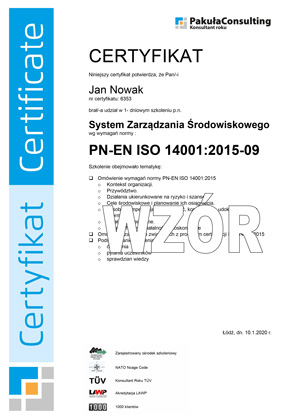 Szkolenie Podstawy ISO 14001